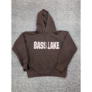 Bass Lake Sweatshirt Womens Small Brown Fishing Surfing Hoodie Pullover Tourist